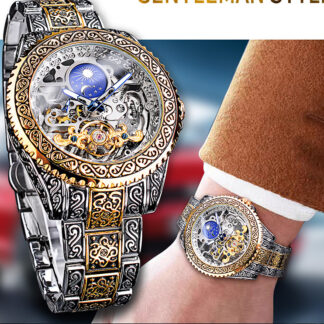 Forsining Skeleton Carved Tourbillon Mechanical Watches Luxury Men's Wristwatch